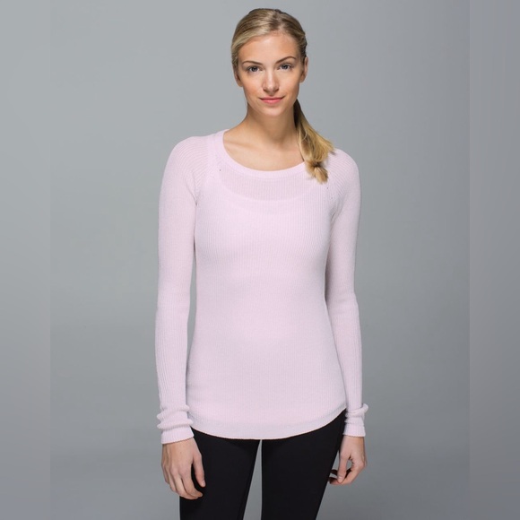 Lululemon Cabin Yogi Long Sleeve Neutral Blush / Heathered White Size 4 - Picture 1 of 14
